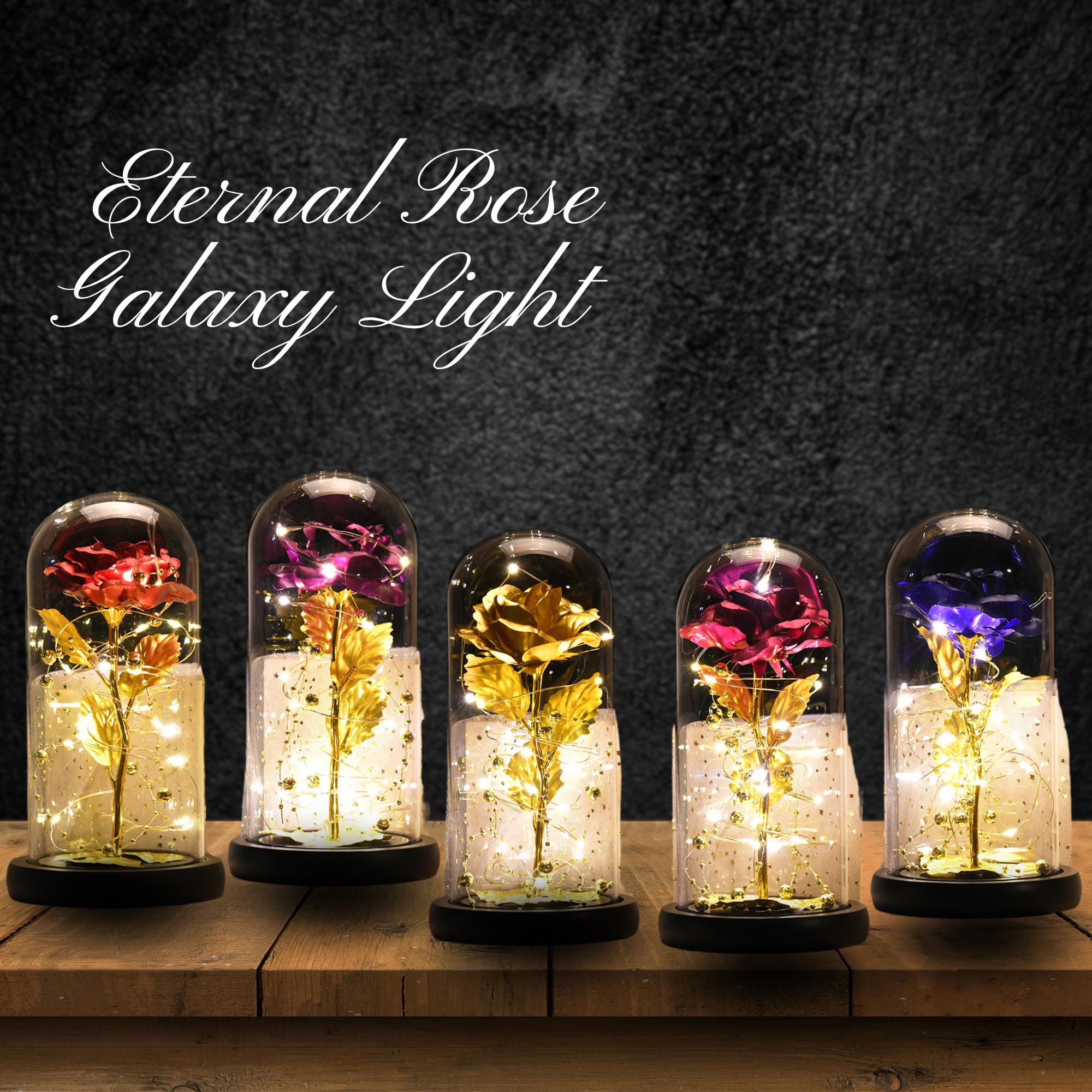 Rosa Eterna In Cupola Di Vetro Con Luce LED – Regalo Per Festa Della Mamma, San Valentino, Compleanno Donna