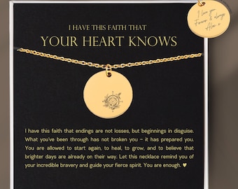 Personalized Birthstone Necklace New Beginning Jewelry for Her Sentimental Card Note for Woman Best Friend Encouragement Gift Compass Charm