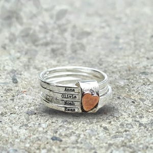 Personalized Family Name Ring For Her Heart Ring Gift Stainless Steel New Mama Band Birthday Jewelry Holiday Gift Stackable Name Ring