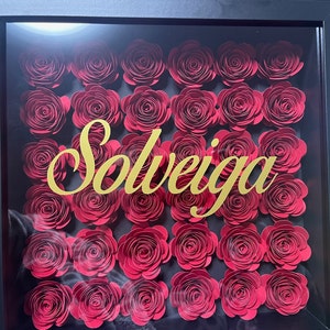 Scatola delle ombre di carta. Regalo su misura. Regalo personalizzato. Dimensioni 10x10 "(27x27 cm). Cornice con fiori di carta. Regalo per la festa della mamma. Cornice con nome. Targhetta con nome.