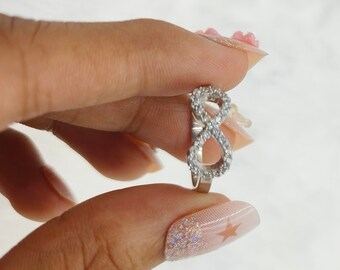 0,50 CT rond geslepen Moissanite diamanten oneindigheidsring voor haar, 14K massief gouden diamanten oneindigheidsring, valentijnsring, liefdesring, ring voor dagelijks gebruik