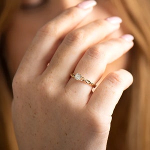 14K White Gold Contoured Twist Tension Set Engagement Ring