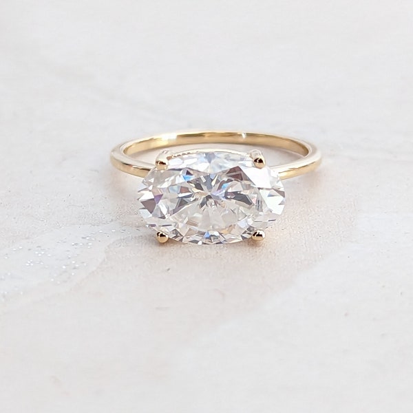 Horizontal Oval Engagement Ring - Etsy