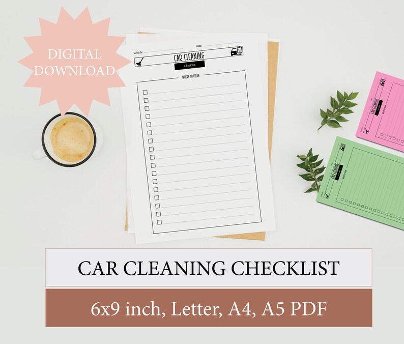 Printable Car Cleaning Checklist PDF Clean Car Checklist Etsy