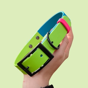 Apple Green Biothane Dog Collar: Waterproof, Adjustable Belt Buckle