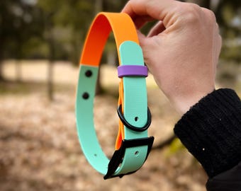 Carribean verstelbare waterdichte Biothane halsband met riemgesp | Tutti Frutti Collectie, verstelbaar, duurzaam, kleurrijk