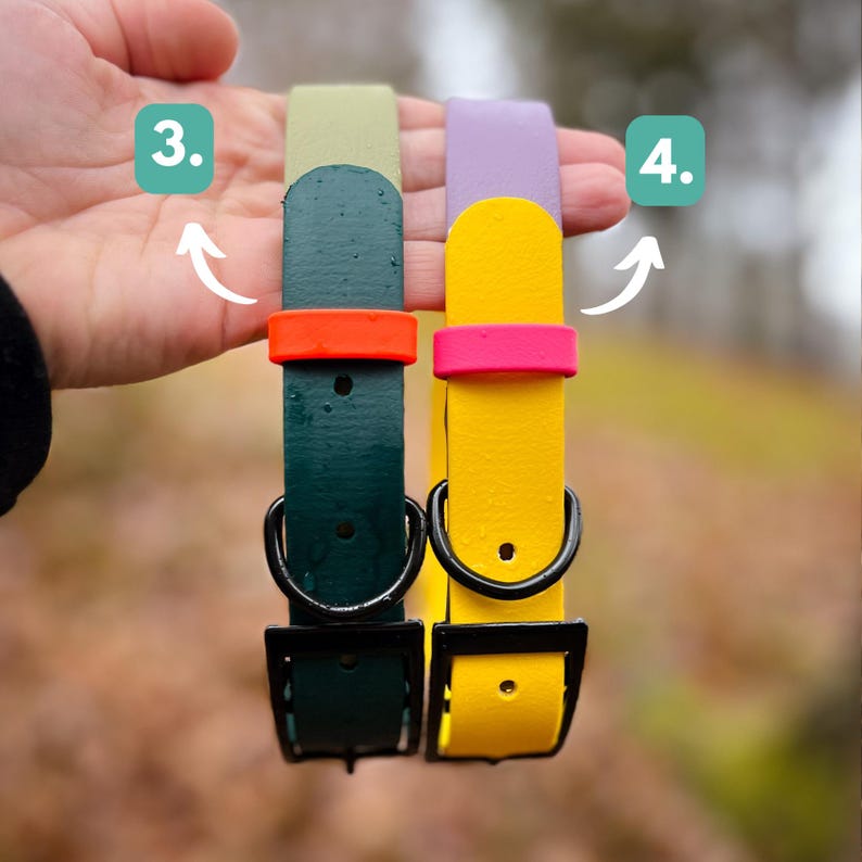 Colorful & Custom Biothane Dog Collar – Designed for active dogs and trendy owners, this waterproof collar is adjustable, strong, and bursting with fun personality. Made from high-quality Biothane that resists odors, water, and dirt, it’s the perfect blend of cute and functional dog gear that’s easy to clean and built to last.