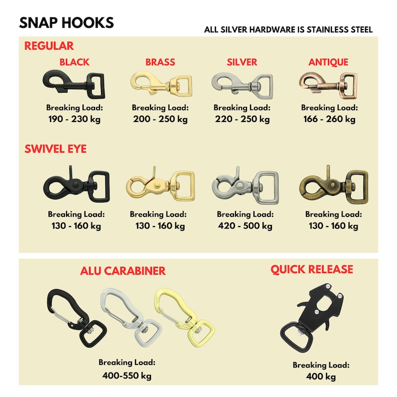 Snap Hook options for leashes