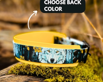 UV-Print Maßgefertigtes Biothane Hundehalsband, Doppeltes Wolfshalsband mit Gürtelschnalle | Wasserdicht