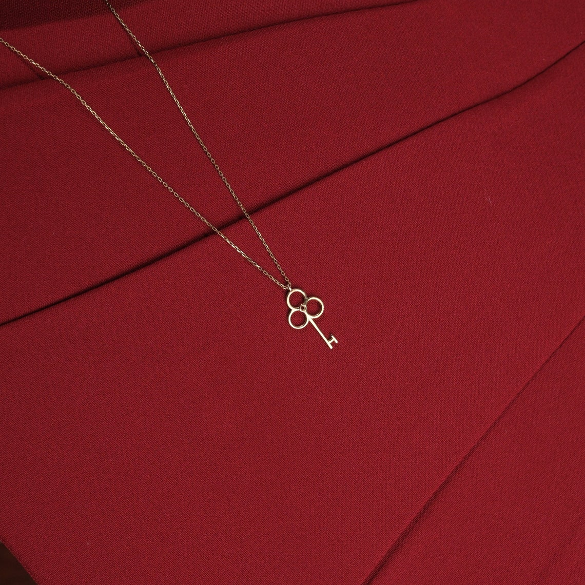 14K Solid Gold Key Necklace, Solid Gold Key Pendant, Key Jewelry ...