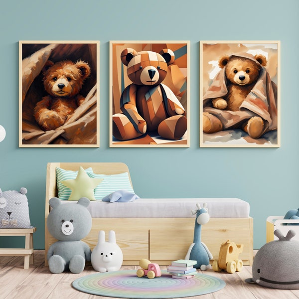 4 Download and Print Pictures teddy bears wall decor child bedroom whimsical wall art nursery decor gift baby shower present grandchild