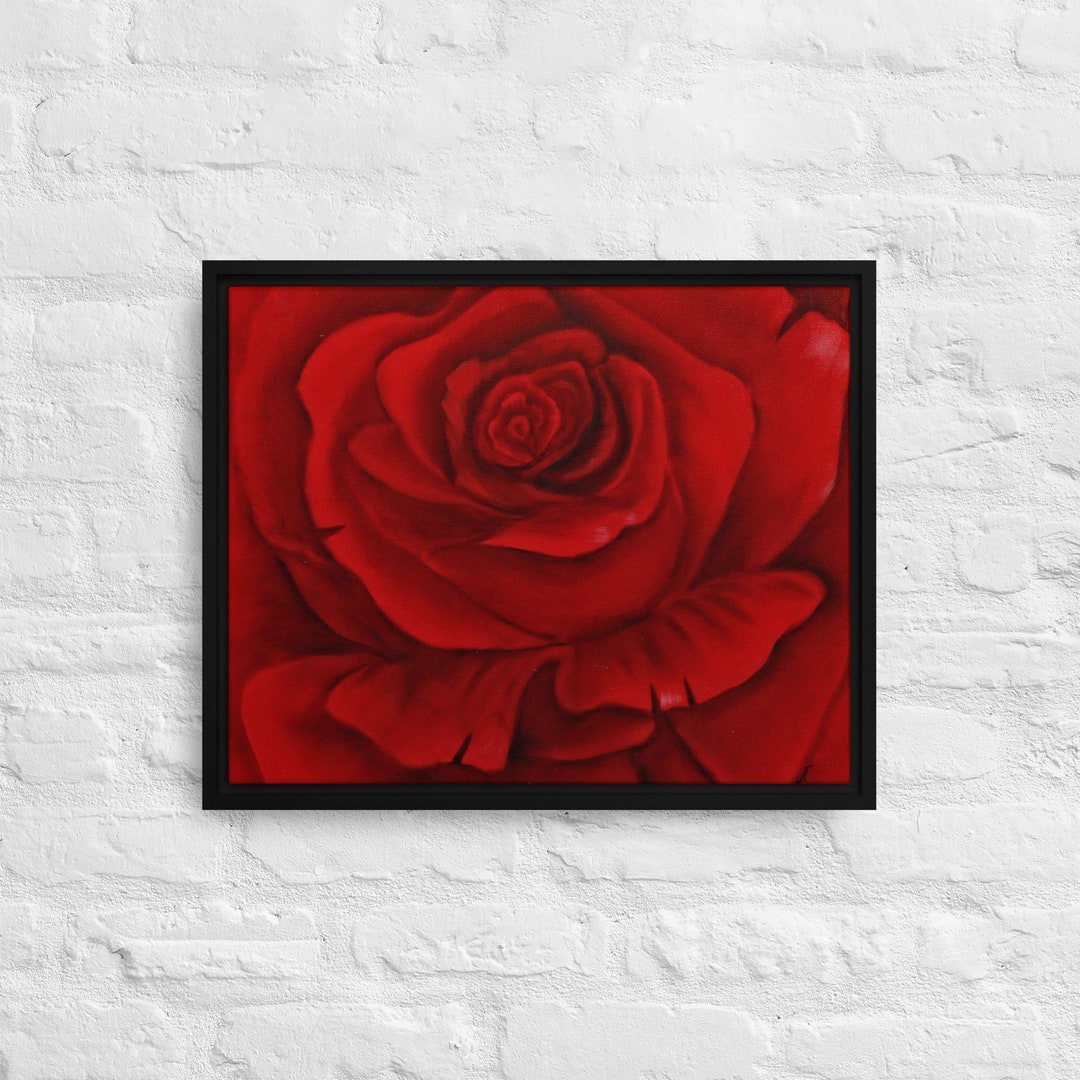 Framed Wall Art Red Rose Print Home Decor Floral Living Room Picture