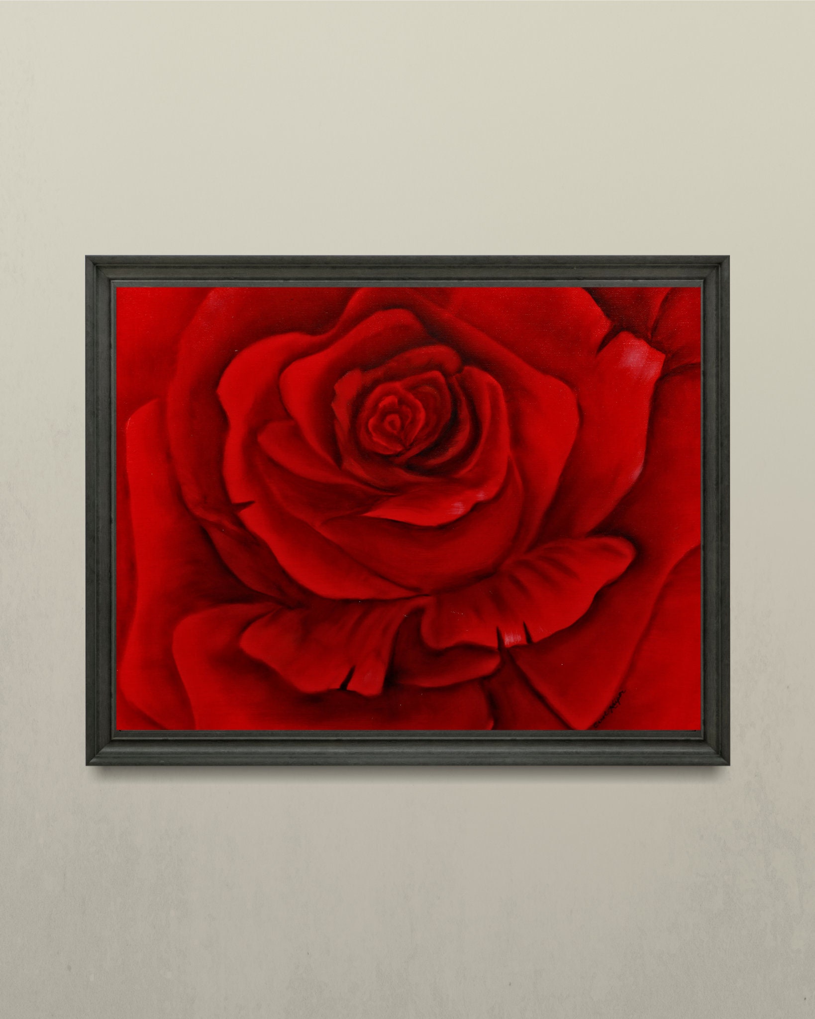 Framed Wall Art Red Rose Print Home Decor Floral Living Room Picture