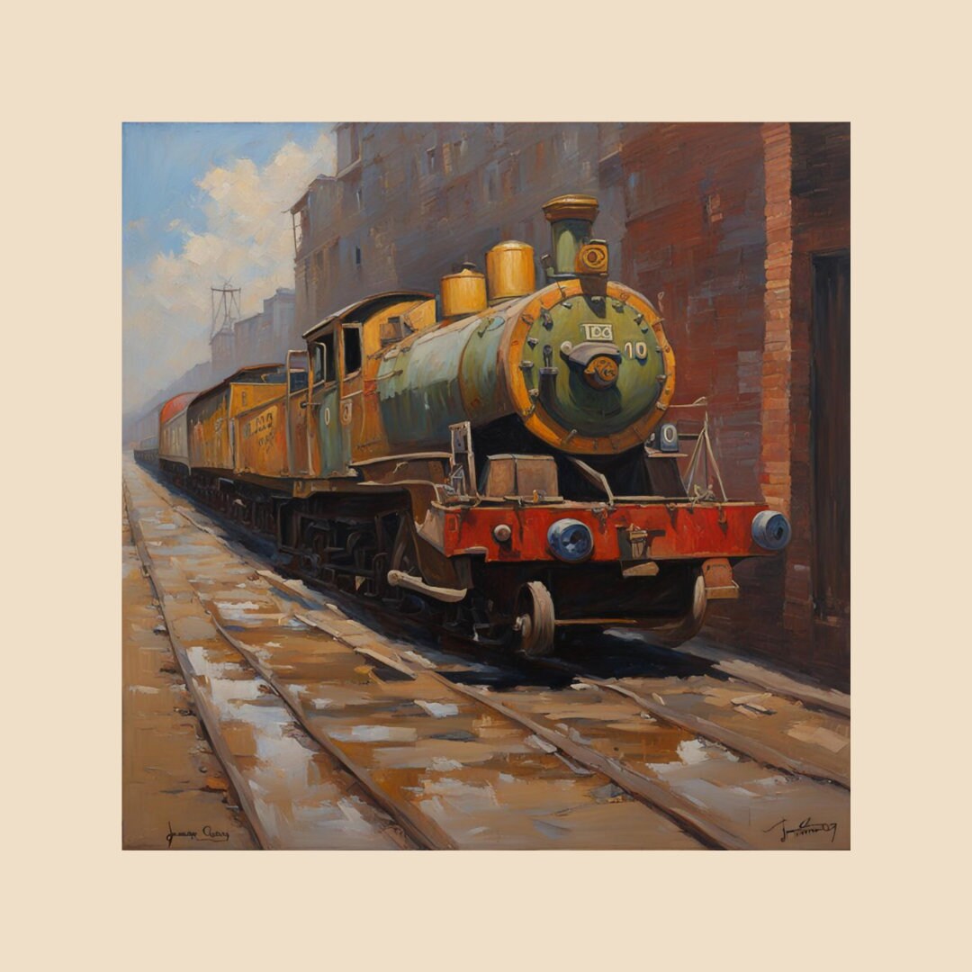 Framed Poster Vintage Train Wall Art Living Room Decor Home Office