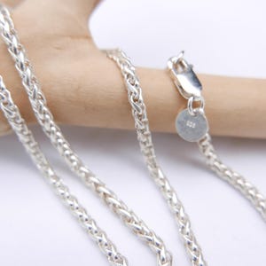 Sterling Silver Viking Foxtail Chain Necklace: Wheat Braid Design
