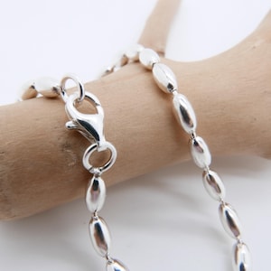 Pulseira oval de prata esterlina S925 com contas de 3 mm