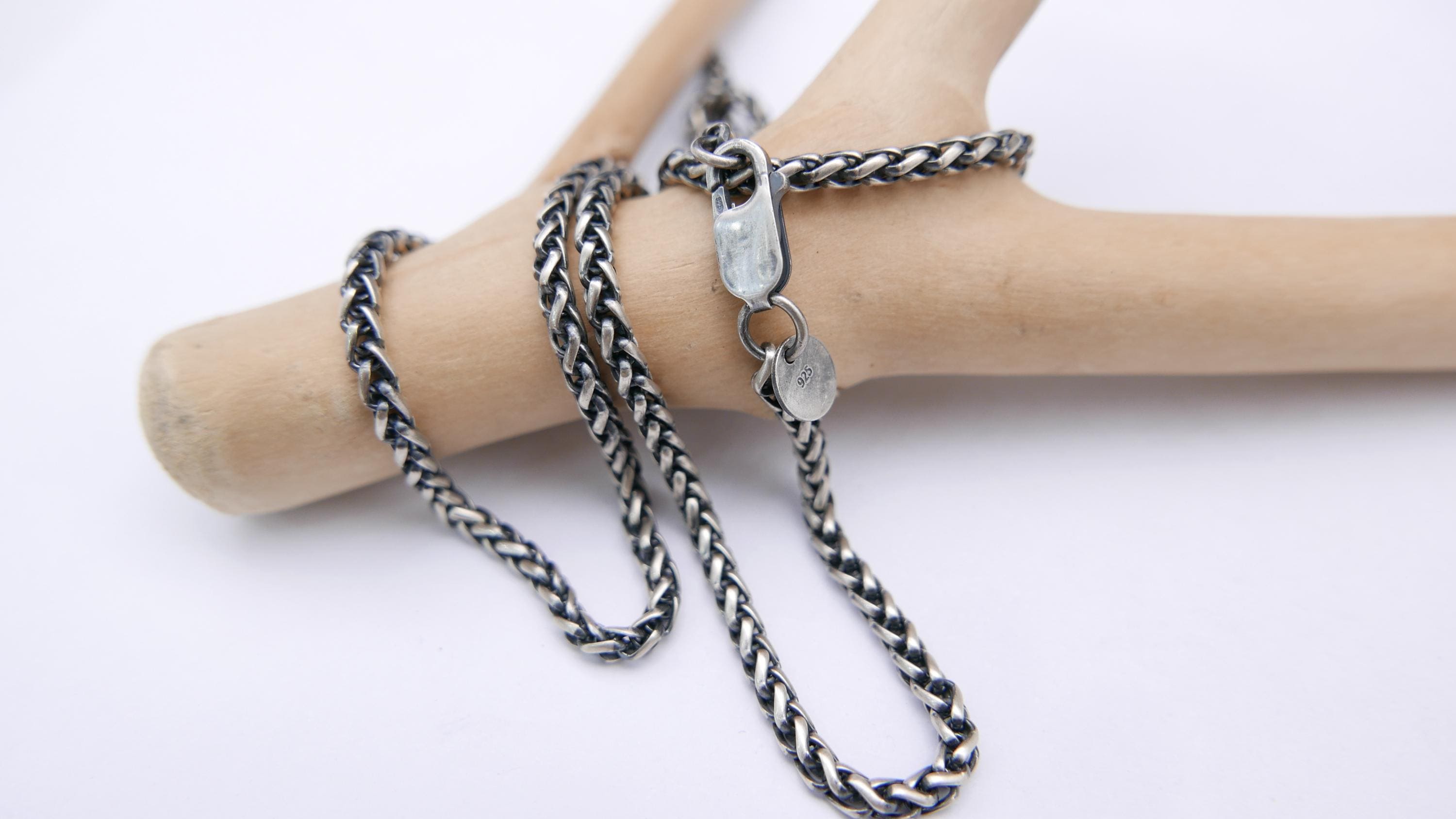Foxtale Chain 3mm Foxtail Chain Wheat Chain Necklace 925 Sterling Silver - Etsy