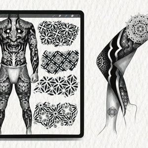 110 seamless geometric brushes. Procreate Pattern / Sacred Geometry Digital Patterns, Pattern Brush, Seamless Geometric, Tattoo Design zdjęcie 4