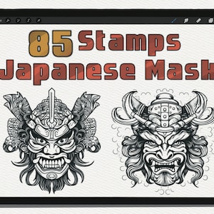 Japanese Demon Masks: 85 Digital Stamps for Your Creativity