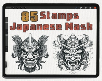 Japanese Demon Masks: 85 Digital Stamps for Your Creativity