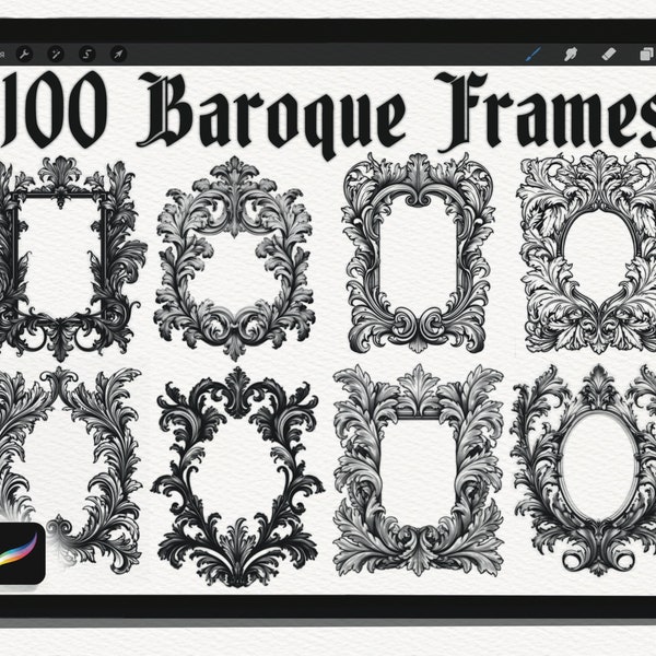 100 cadres baroques procréer des timbres + fichiers PNG 3101 × 3876 pixels