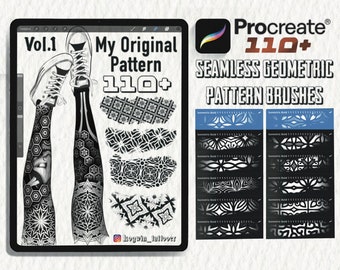110+ seamless geometric brushes. Procreate Pattern / Sacred Geometry Digital Patterns, Pattern Brush, Seamless Geometric, Tattoo Design