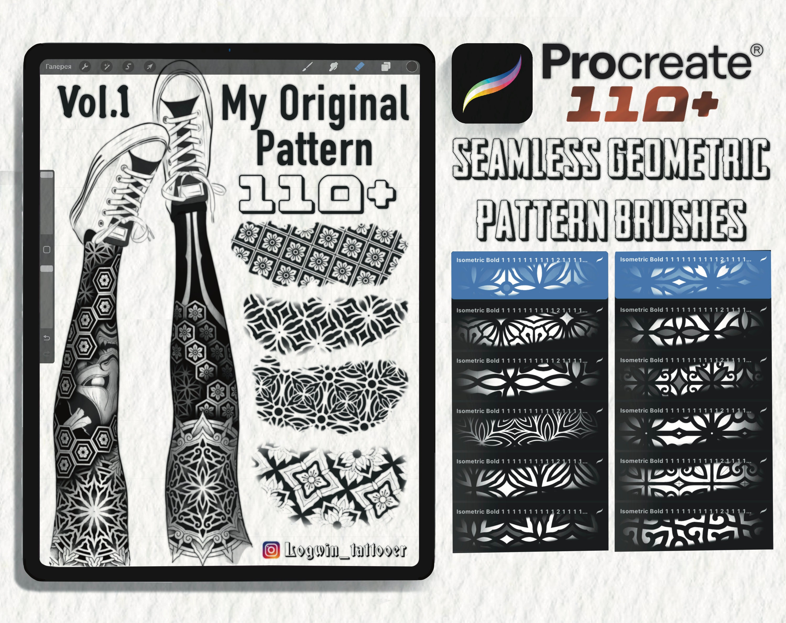 Más de 110 pinceles geométricos sin costuras para Procreate – Set de patrones de geometría sagrada para tatuaje y diseño