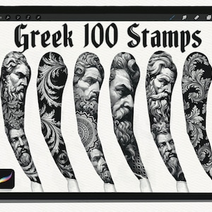 100 Greek Illustration Stamps + PNG 300dpi, 3392 × 5696 pixels / Procreate Stamps / Procreate Brushes / Tattoo Procreate