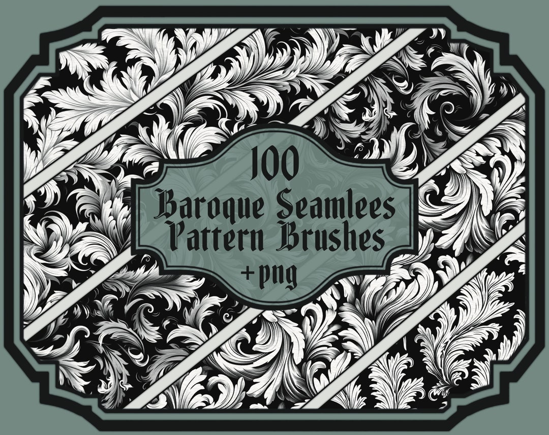 Baroque Seamless Patterns: Set of 100 Procreate Brushes + PNG Files ...