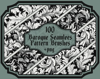 Baroque Seamless Patterns: Set of 100 Procreate Brushes + PNG Files (3461 × 3461 Pixels)