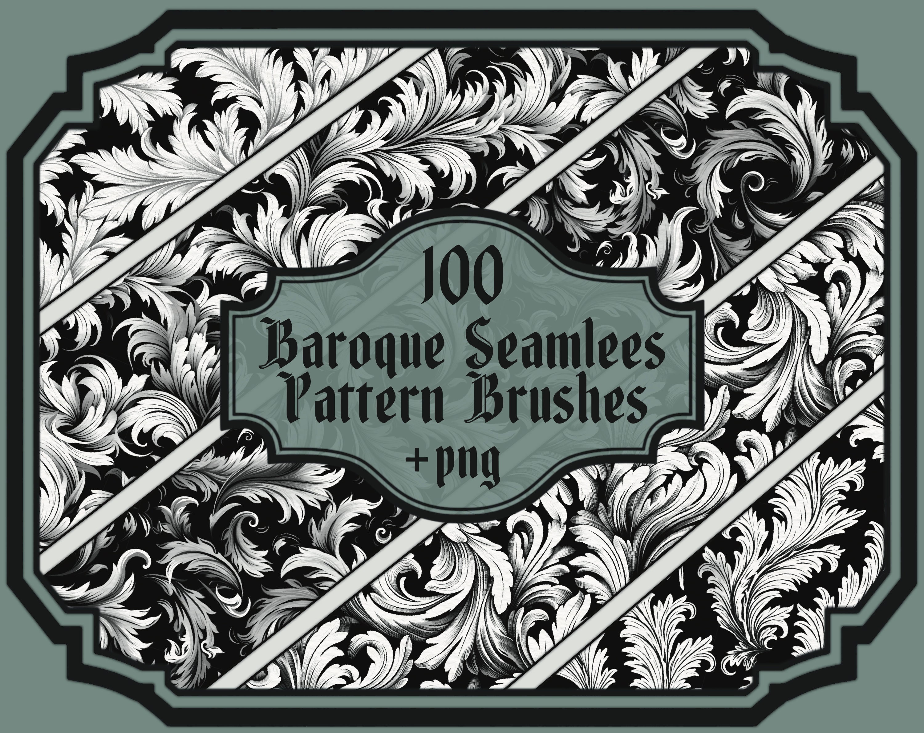 Baroque Seamless Patterns: Set of 100 Procreate Brushes + PNG Files ...
