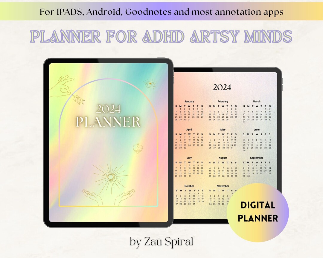 2024 Digital Planner ADHD Planner Goodnotes Planner iPad Planner Daily ...