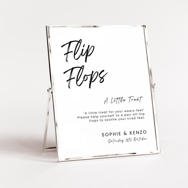 Wedding Flip Flop Sign, Dance Floor Signs, Weddings Reception Signage, Minimalist Dancing Shoes,Canva Editable Template,Instant Download DIY