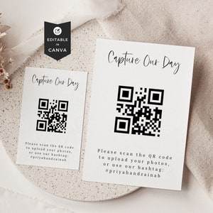 Codice QR per matrimonio Firma foto, Cattura il codice QR dell'amore per condividere foto Matrimonio, ricevimento Hashtag da tavolo Segnaposto scansionabile, Minimo