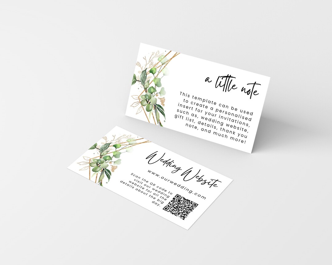 Wedding Invitation Insert Templates Minimalist Greenery and Gold