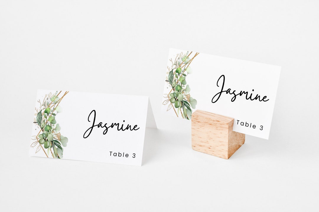 Printable Wedding Table Name Tags, Reception Signs Canva Templates, Place Names Folded Flat