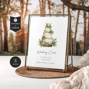 Hochzeitstorte Schild Vorlage, Lets Eat Cake Schilder, Kuchenschild Hochzeit, Hochzeitstisch, Aquarell Illustration, Rustikal Im Freien, DIY