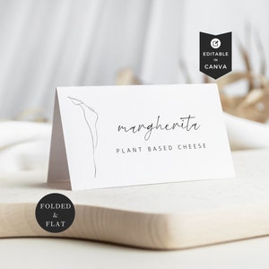 Plantilla de tarjeta de menú de bar de pizza, descarga de tarjetas de lugar de menú, tarjetas de menú de boda mínimas para configuración de lugar, buffet de tarjetas de menú, lirio de cala, bricolaje