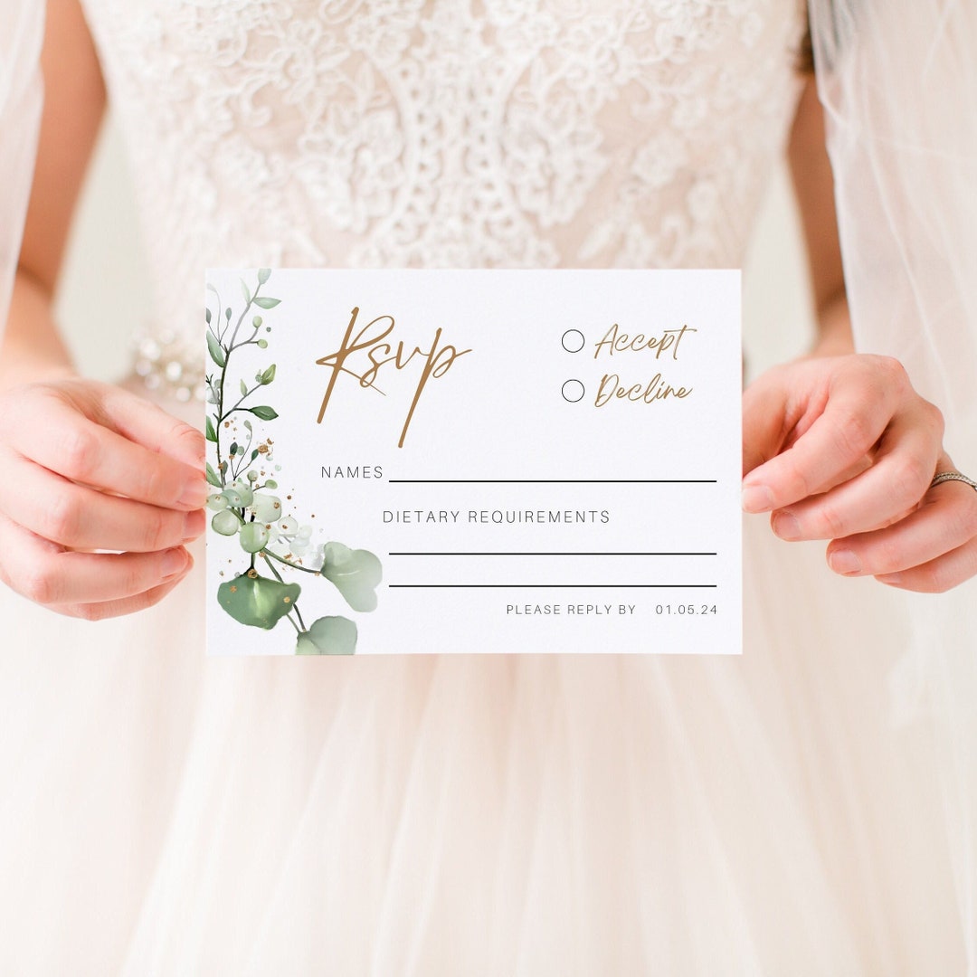 Printable RSVP Wedding Template Canva, Clean Marriage Stationery ...