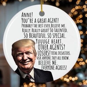 Gepersonaliseerde ornament verzekeringsagent grappig president Trump kerst verzekeringsmakelaar ornament conservatief aangepaste naam datum vakantiecadeau