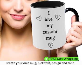 Create your own Mug Custom Text mug, Gift for friend,Design your own mug coworker Personalized Ceramic Mug Customizable Message Coffee Cup