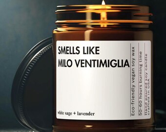 Smells Like Milo Ventimiglia Candle Custom Celeb Inspired Gift for Super Fans Celebrity Crush Gift Fun Gift for Fan Hollywood Hottest Star