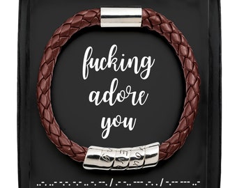 Morsecode Armband 1 Jahr Jahrestag Geschenk für Freund Geschenk für Freund Fernbeziehung Geschenk Geburtstagskarte für Freund