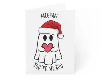 Custom You're My Boo Watercolor Card  Spooky Love Greeting for Couples Anniversary Birthday All Occasion Christmas Santa Card for boyfriend