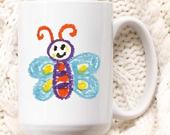 Taza de dibujo para niños, taza personalizada, taza de arte para niños, taza de dibujo para niños, regalo para papá, regalo del día del padre, regalo de abuelos, taza de arte
