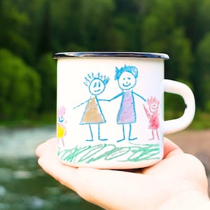 Kids Drawing Camp Mug, Personalized Mug, Kids Artwork Mug, Child&#39;s Drawing Mug, Gift For Dad Father&#39;s day gift Grandparents Gift Artwork Mug