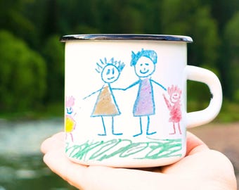 Taza de campamento de dibujo para niños, taza personalizada, taza con ilustraciones para niños, taza con ilustraciones para niños, regalo para papá, regalo para el día del padre, regalo para abuelos, taza con ilustraciones