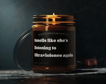 Smells Like She's Listening Mini Jar Candle Custom Gift Soy Candle Gift for BFF Fan Gift Ultraviolence Birthday Gift for Teen Lana Fan Gift