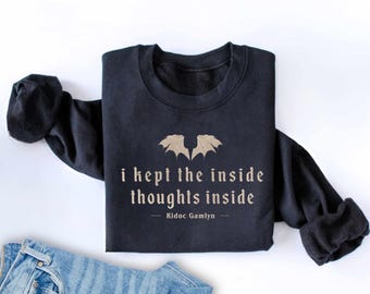 Camiseta "Guardé los pensamientos internos" Suéter del escuadrón de misiones Camiseta del cuarto ala Regalo de libros Sudadera con jinete de dragón Suéter para amantes de los libros