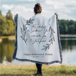 Custom Retirement Blanket Personalized Gift for Women Coworker Farewell Present Retired Boss Sentimental Throw Blanket Woman Retirement